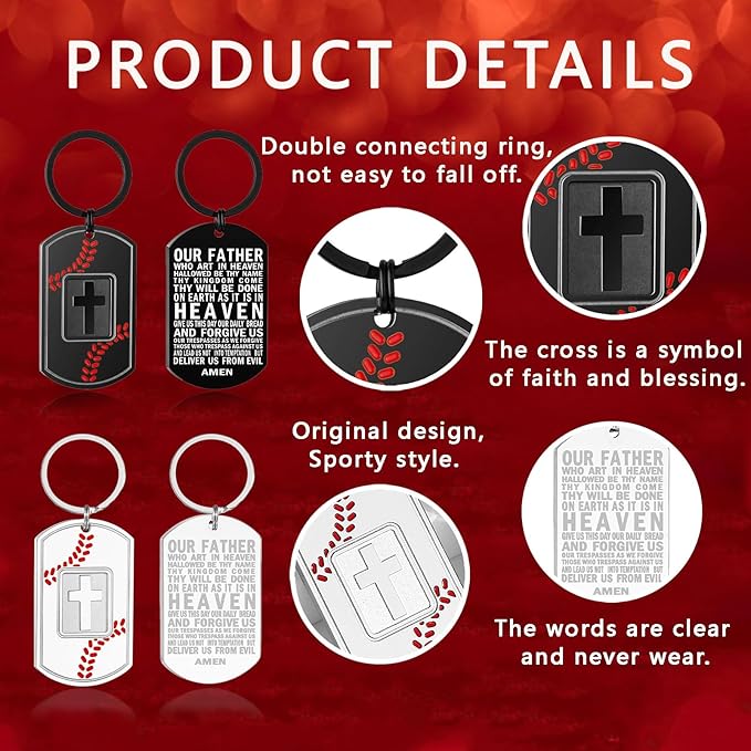 Stocking Stuffers- Football/Baseball/Soccer/Basketball Keychain for Men Baptism Confirmation Mens Gifts