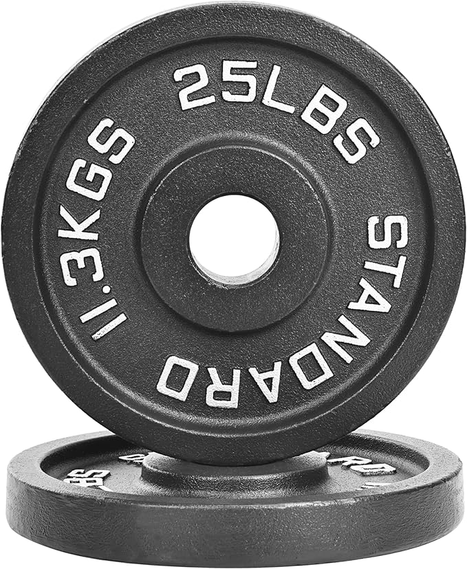 Fitvids 2-Inch Olympic Cast Iron Weight Plate for Strength Training & Weightlifting, Multiple Sizes