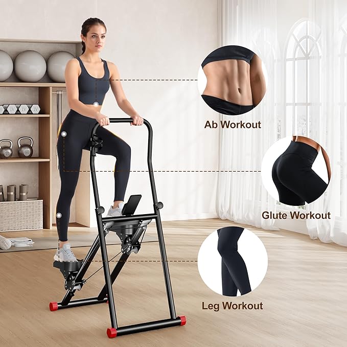 Stair Stepper for Home Gym Exercise, Compact Folding Cardio Stair Climber for Full-Body Workout, Vertical Climber Machine, Extended Step Range