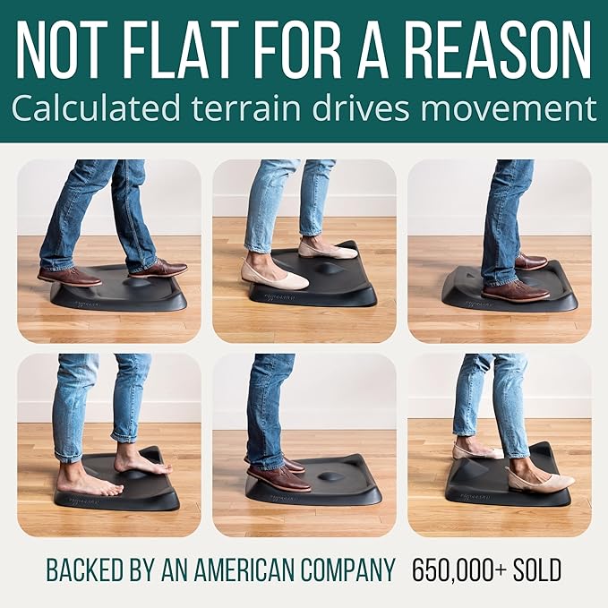 Topo Mini by Ergodriven | The Smaller Not-Flat Standing Desk Anti-Fatigue Mat with Calculated Terrain (Altostratus Grey)