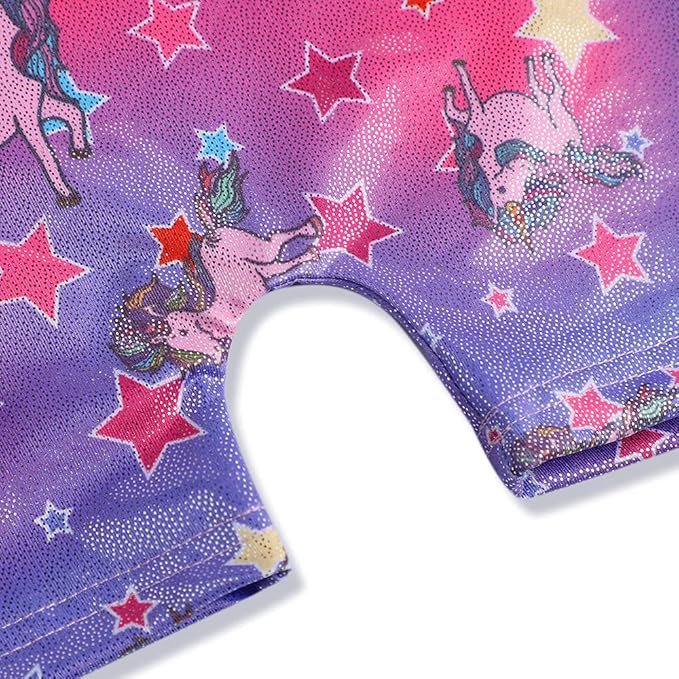 HOZIY Gymnastics Leotards for Girls with Shorts Toddlers Biketards Rainbow Unicorn Dinosaur Mermaid Leopard Flower Galaxy