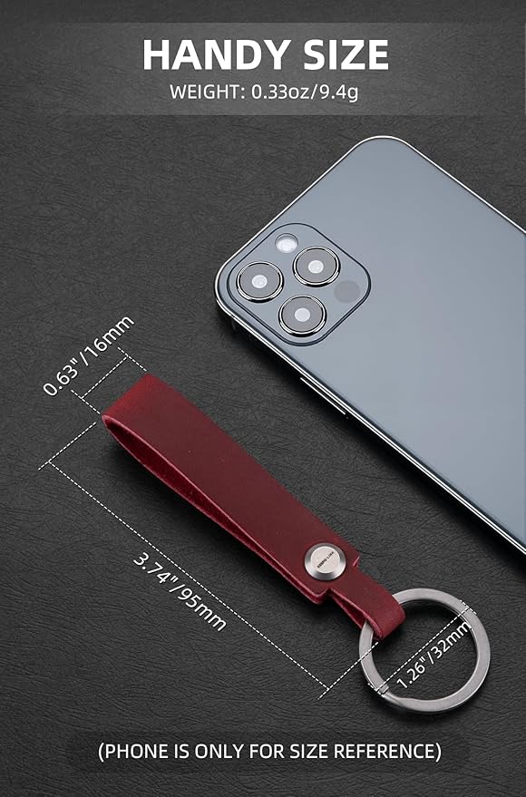 KEEPO LINK Leather Keychain Strap with Titanium Key Ring, Detachable Leather Key Chain Key Fob Holder for Men, OLM03