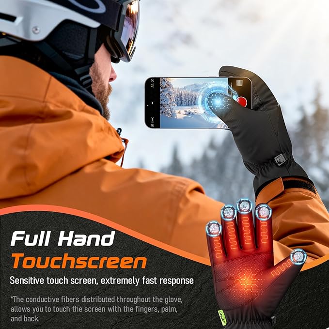 Waterproof Winter Gloves, Thermal Touchscreen Cold Weather Ski Snow Warm Windproof Gloves for Cycling Running Hiking Driving Camping Men Women