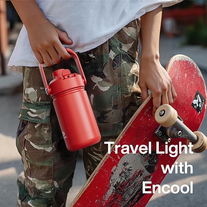 Kids Insualated Water Bottle with Straw - 12oz Stainless Steel Water Bottle with Dual Spouts, Leak-Proof, BPA-Free, Double Wall Vacuum Keeps Cold for 24 Hours for Sports, Travel, School (Elfin Yellow)