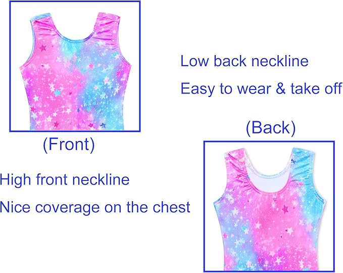 Domusgo Gymnastics Leotards for Girls Sparkly One-Piece Pro Kids Unitard Biketards with Shorts