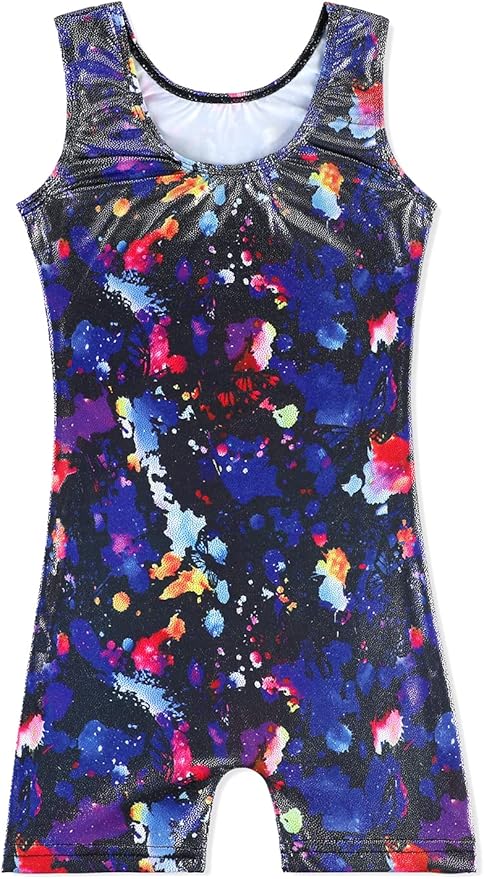 Leotards for Girls Gymnastics Toddler Dance Biketards Mermaid Unicorn Athletic Dance Wear Shiny Rainbow Blue Hotpink
