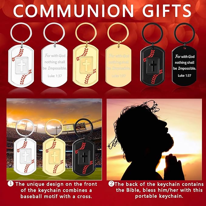 Stocking Stuffers- Football/Baseball/Soccer/Basketball Keychain for Men Baptism Confirmation Mens Gifts
