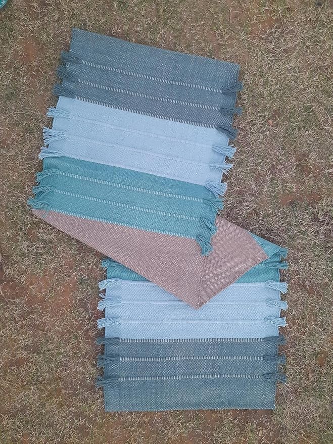 Indian Handmade100 % Organic Anti Skid Multi Colour Cotton Yoga Mat - Eco-Friendly Hand-Woven Rug - Non-Slip & Thick (24”x72”x5mm) for Hot yoga & Everyday Fitness at Home - Comfortable & Foldable Extra-Long Mat