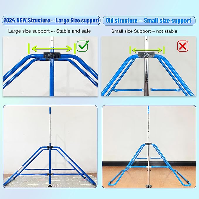 MARFULA Foldable Gymnastic Bar for Kids Ages 3-12, 9 Height Levels, 200 lbs Weight Capacity, 5 Ft Length Gymnastic Kip Bar with Mat, Gymnastic Equipment for Home and Gym Center Indoor Outdoor Use