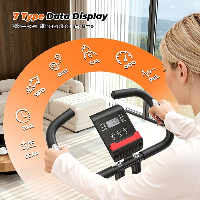 Exercise Bike 3 IN 1 Stationary Bike Folding Exercise Bike with Adjustable Resistance Comfortable Seat Cushion LCD Monitor 265 lbs Weight Capacity for Home Gym Workout (Red)