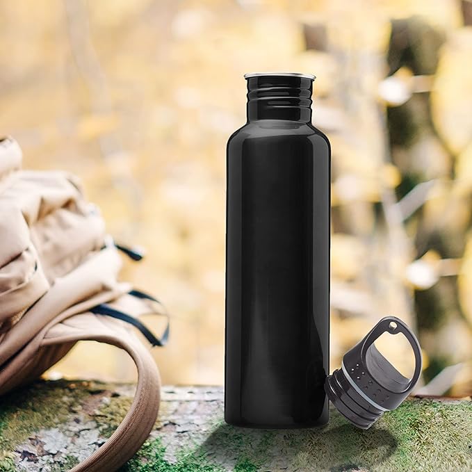 DISCOUNT PROMOS Stainless Steel Water Bottles 26 oz. Set of 10, Bulk Pack - Reusable, Leak Proof, Perfect for Gym, Hiking, Camping, Outdoor Sports - Black