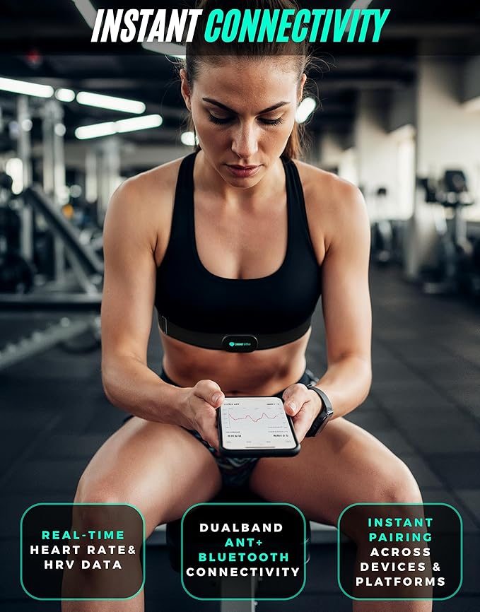 Powr Labs Bluetooth and ANT+ Heart Rate Monitor Chest Strap - All Day Comfort, Easy Connectivity - Compatible with Polar, Garmin, Peloton, Wahoo