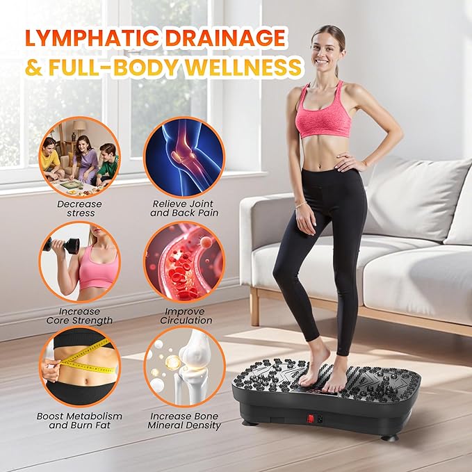 AXV Vibration Plate Fitness Platform Exercise Machine Vibrating Shaking Full Body Shaker Workout Vibrate Stand Shake Board Sport Gym for Weight Loss Fat Burner for Women Men