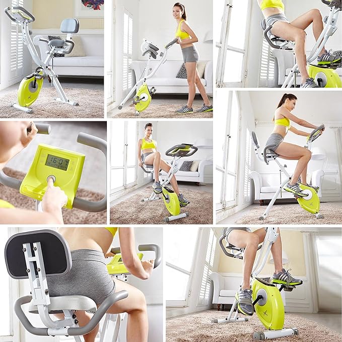 leikefitness LEIKE X Bike Ultra-Quiet Folding Exercise Bike, Magnetic Upright Bicycle with Heart Rate,LCD Monitor and easy to assemble