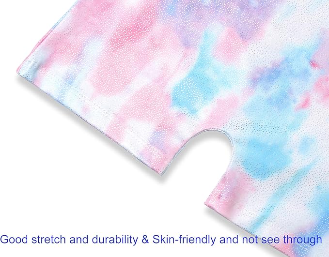 Domusgo Gymnastics Leotards for Girls Sparkly One-Piece Pro Kids Unitard Biketards with Shorts
