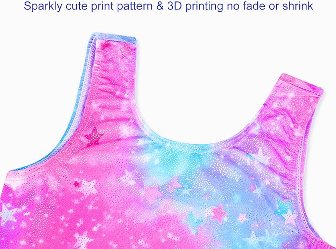 Domusgo Gymnastics Leotards for Girls Sparkly One-Piece Pro Kids Unitard Biketards with Shorts