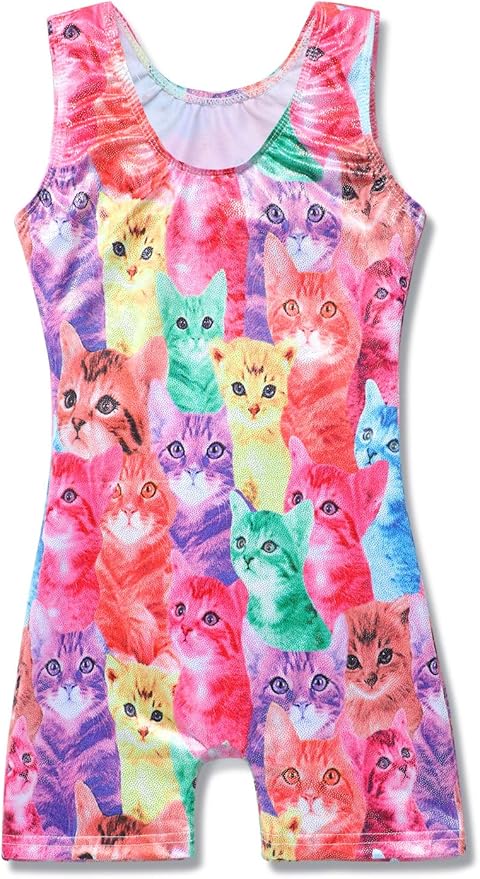 Leotards for Girls Gymnastics Toddler Dance Biketards Mermaid Unicorn Athletic Dance Wear Shiny Rainbow Blue Hotpink