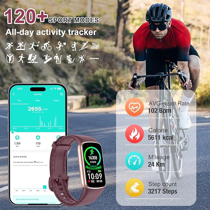 Fitness Tracker Step Counter with 24/7 Heart Rate Blood Oxygen Sleep Monitor, 1.47''AMOLED Touch Color Screen, Pedometer Watch for Women Men