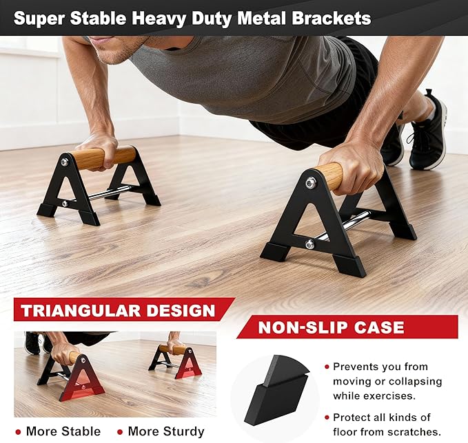 Push Up Bar - Heavy-Duty Stainless Steel Pushup Stands with Non-Slip Base, 660LB Capacity, Portable Home Gym Equipment for Strength Training & Floor Workout