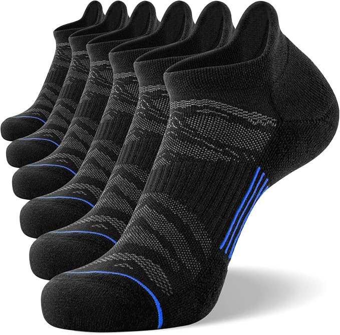 FITRELL Men's 6 Pack Ankle Running Socks Low Cut Cushioned Athletic Sports Socks 7-9/9-12/12-15