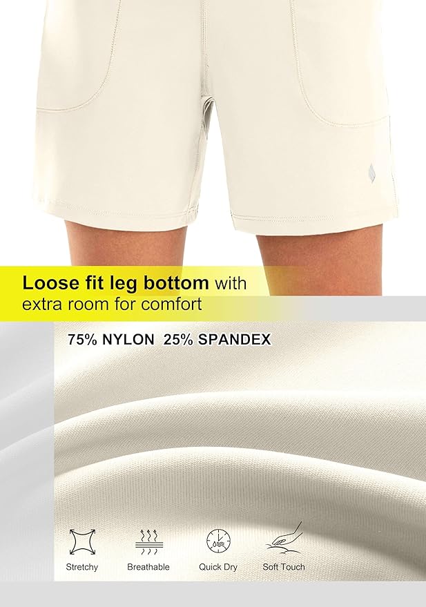 SANTINY Women's 6'' Athletic Long Shorts with 4 Pockets High Waisted Bermuda Shorts for Women Walking Running Casual