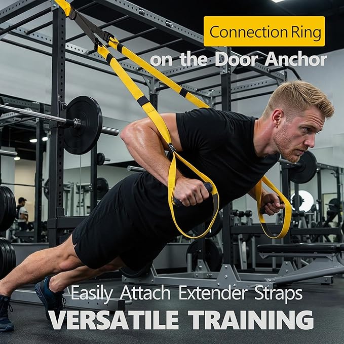 FITKIT Suspension Fitness Trainer System with Integrated Door Anchor, All-in-One Bodyweight Resistance Straps for Home Gym, Heavy Duty 700lbs Load, Non-Slip Handles, Portable Workout Kit for Travel & Outdoors