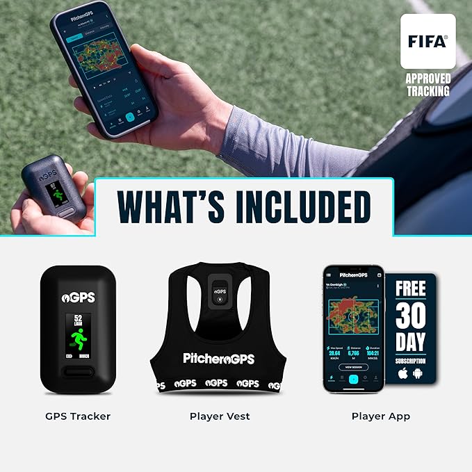 PitcheroGPS Soccer Tracker & Vest - Tracks 18 Key Performance Metrics - Includes 30 Days Subscription. Soccer Training Equipment for Performance & Fitness Tracking (Adult Medium)