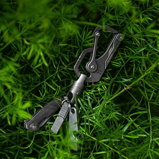 KeyUnity KA48 Titanium Magnetic Quick-Release Keychain, 360° Swivel Double-End Connector with Dual-Button Safety, 20kg Load, for Car Keys, USB Drives, and EDC Tools 2Pcs