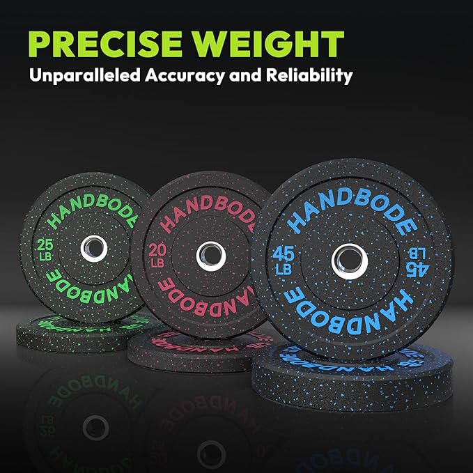 2-Inch Weight Plates High Bounce, Olympic Bumper Plate Set 45/100/160/190/260/300lb, Colored Weight Plates Set for Home Gym, Barbell Weights Rubber Strength Training Plate for Weight Lifting