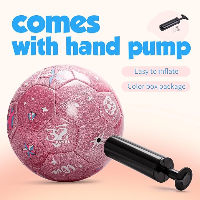 Soccer Ball Size 4 Size 3 Size 2 with Pump Deflated - Glitter Unicorn Dinosaur Toys for Toddler Kids - Sports & Outdoors Games - Christmas Stocking Stuffers Birthday Gifts for Boys Girls 1-3 3-8 8-12