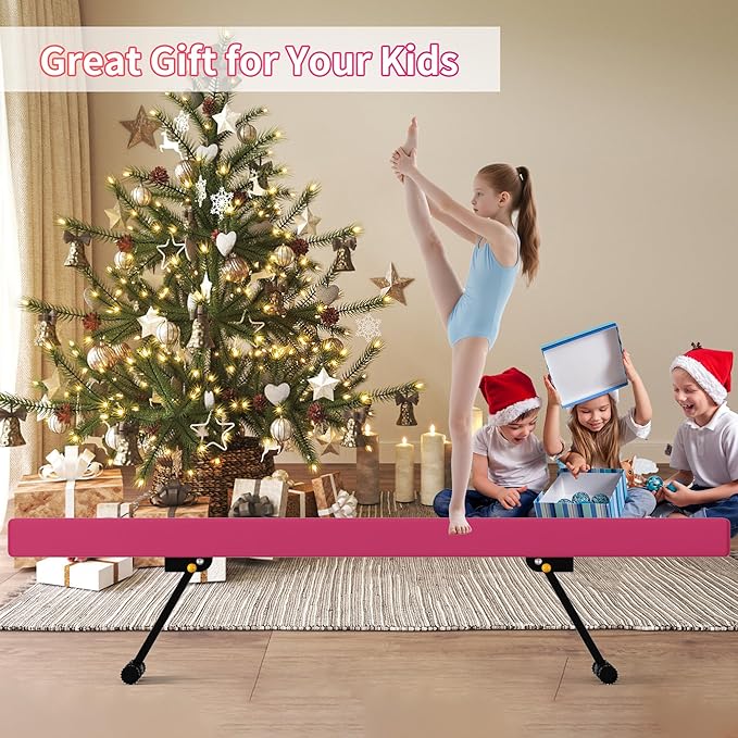 EL&IT·Wings 6ft/8ft Gymnastic Balance Beam, Adjustable High and Low Level Floor Beam - Highly Stable - Gym Practice Training Equipment for Kids Children Girls Home