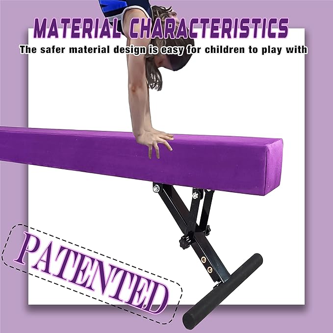 Adjustable Balance Beam for Kids, 8FT Gymnastics Beam with Anti-Slip Legs, High and Low Floor Beam for All Gymnastics Levels, Professional Gymnastic Equipment for Home, Gym Center