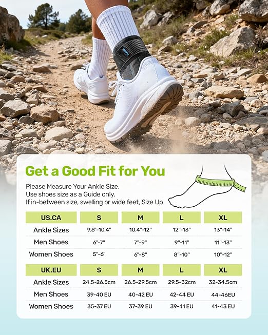 Quick Lace Up Ankle Brace with 2 Metal Support Stays, Breathable Stabilizer for Sprained Ankle, Slim Fit Ankle Support for Men & Women, Sports, Running, Basketball (Black, XL)