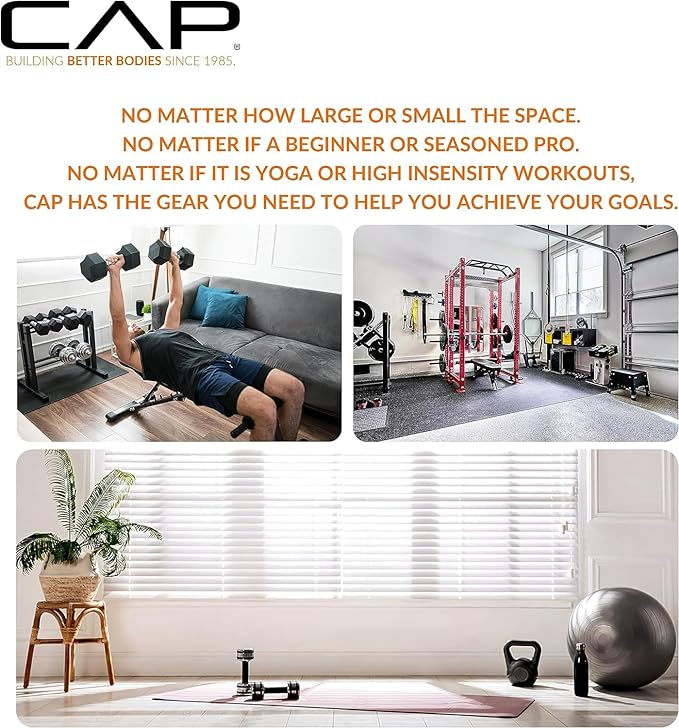 CAP Barbell Rubber Coated Dumbbell Weight Set with Vertical Rack | 100 lb, 150 lb, and 210 lb Options