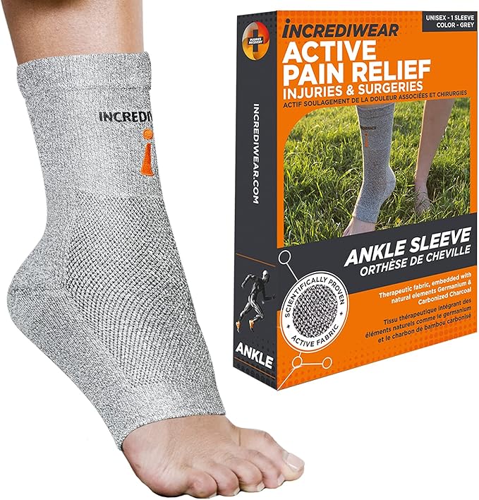 Incrediwear Ankle Sleeve – Brace for Joint Pain Relief, Sprained Support, Arthritis, Inflammation and Circulation, Support Women Men (Grey, Large)