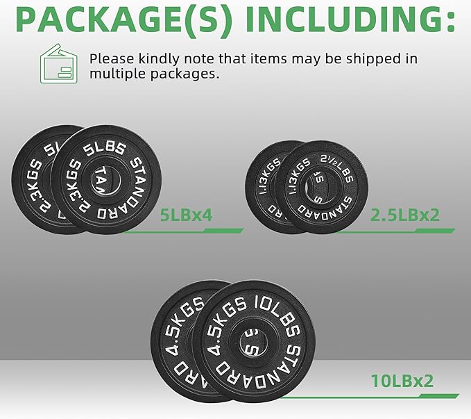 Fitvids 2-Inch Olympic Cast Iron Weight Plate for Strength Training & Weightlifting, Multiple Sizes