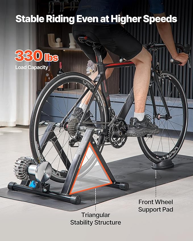 VEVOR Bike Trainer: 3 Types - Smart (1-13L, Compatible with Zwift App), Fluid, or 6L Magnetic for 26-29"/700C Wheels, Foldable Stand with Quick Release & Wheel Riser Block