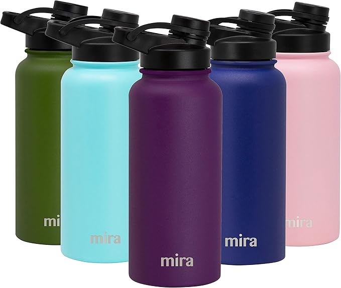 MIRA 32 oz Insulated Sports Bottle - Stainless Steel Temperature Control Thermo - Easy-Drink Spout (24Hr Cold/12Hr Hot) - Iris