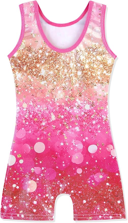 HOZIY Gymnastics Leotards for Girls with Shorts Toddlers Biketards Rainbow Unicorn Dinosaur Mermaid Leopard Flower Galaxy