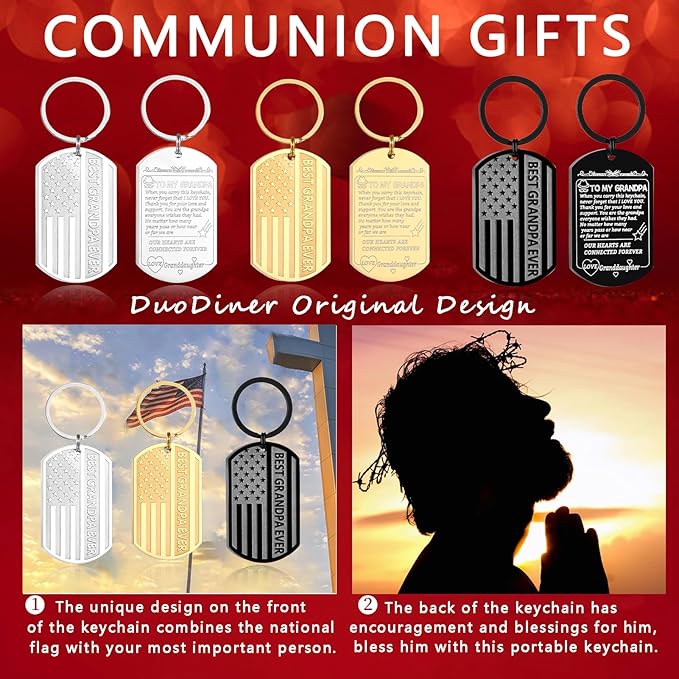 Stocking Stuffers- Football/Baseball/Soccer/Basketball Keychain for Men Baptism Confirmation Mens Gifts