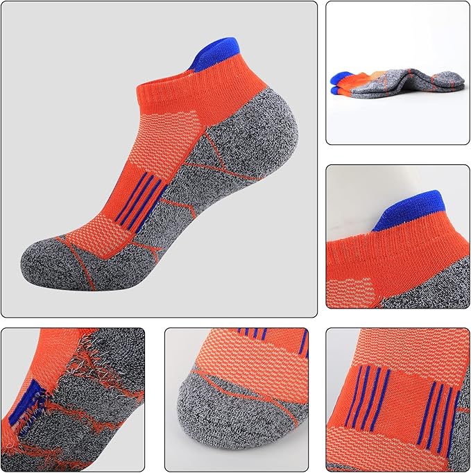 JOYNÉE Mens Ankle Athletic Low Cut Socks Running Sports Cushioned Sock for Men 6 Pack