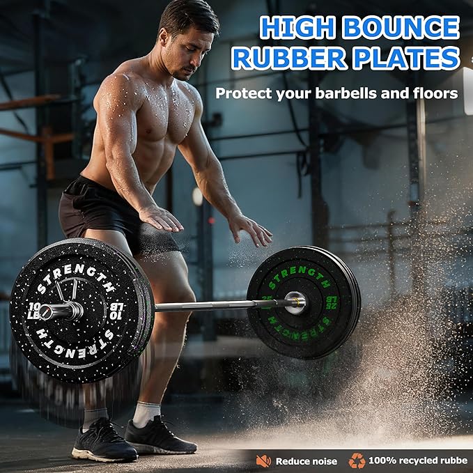 XDDIAS 2-Inch Bumper Plates, Barbell Rubber Olympic Weight Plates Set for Home Gym Strength Training, 20-260lbs, Multiple Options