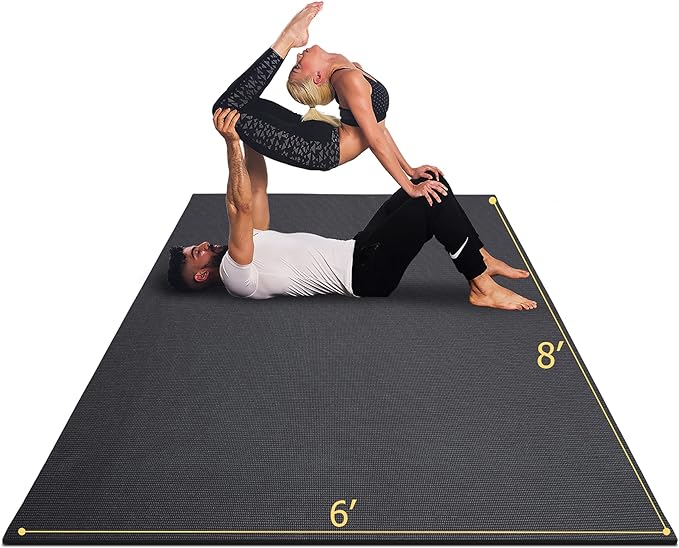 GXMMAT Large Yoga Mat 12'x6'/10'x6'/6'x8'(7mm), Extra Thick Workout Mats for Home Gym Flooring, Ultra Comfortable Non-Slip Quick Resilient Barefoot Wide Exercise Mat for Pilates, Stretching,Meditation