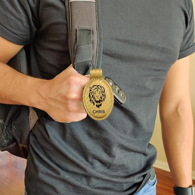 LaserGram Oval Keychain, Quad, Personalized Engraving Included (Carbon Fiber Gold)