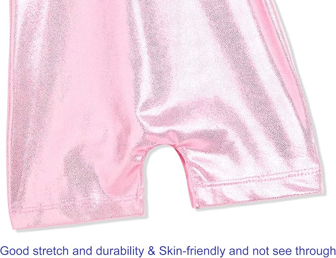 Domusgo Gymnastics Leotards for Girls Sparkly One-Piece Pro Kids Unitard Biketards with Shorts