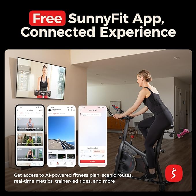 Sunny Health & Fitness ACTIVE Series Smart Exercise Bike with SunnyFit App Connection