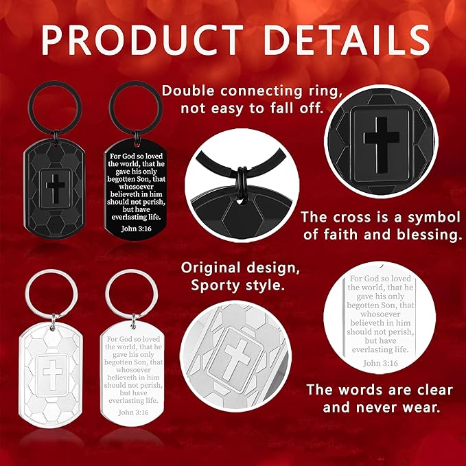 Stocking Stuffers- Football/Baseball/Soccer/Basketball Keychain for Men Baptism Confirmation Mens Gifts