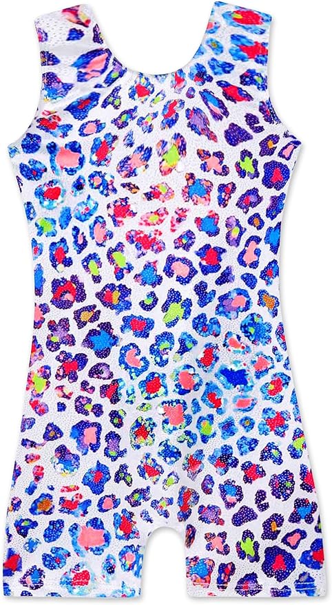 Domusgo Gymnastics Leotards for Girls Sparkly One-Piece Pro Kids Unitard Biketards with Shorts