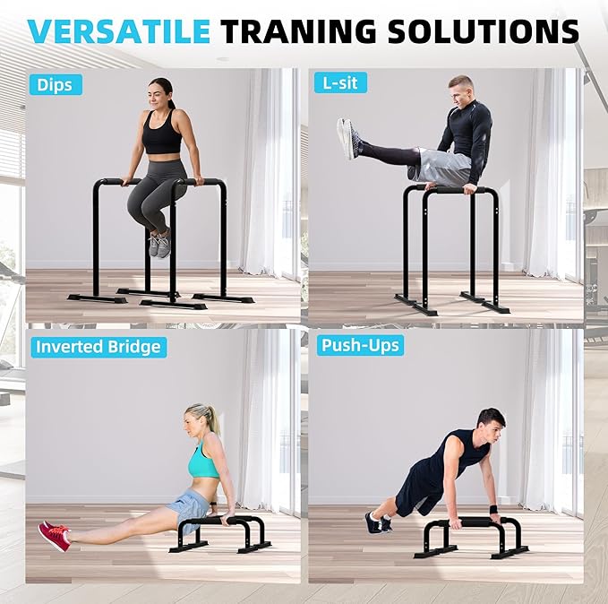 Outdoor Basic 2-in-1 Adjustable Dip Bar Station - Heavy Duty Parallel Bars with Connecting Parts, Extra Tall & Thickened Steel Design for Home Gym, Calisthenics & Strength Training