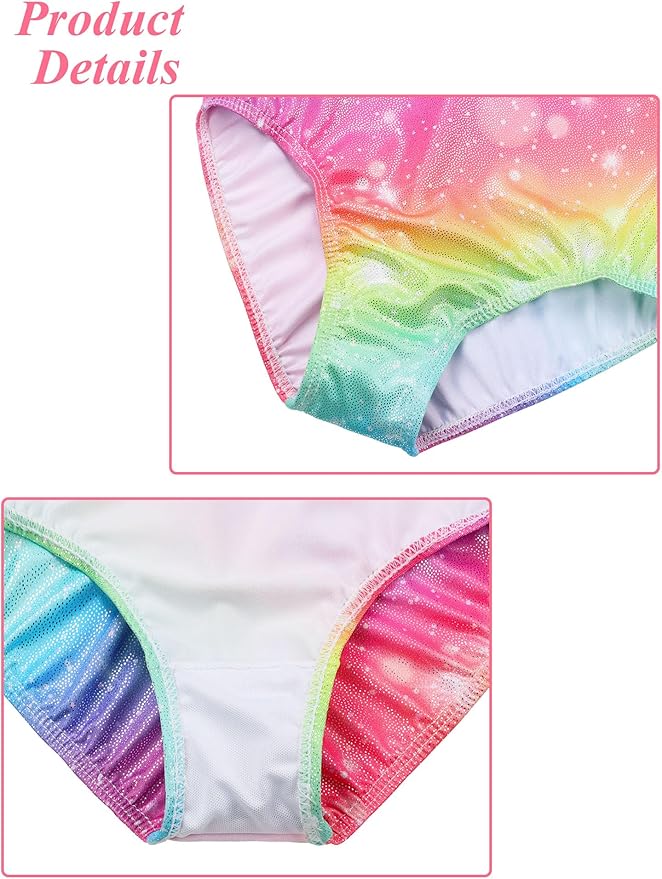 BAOHULU Gymnastics Leotards for Girls Long Sleeve Sparkly Cute Pattern Dance Outfit with Matching Shorts Set